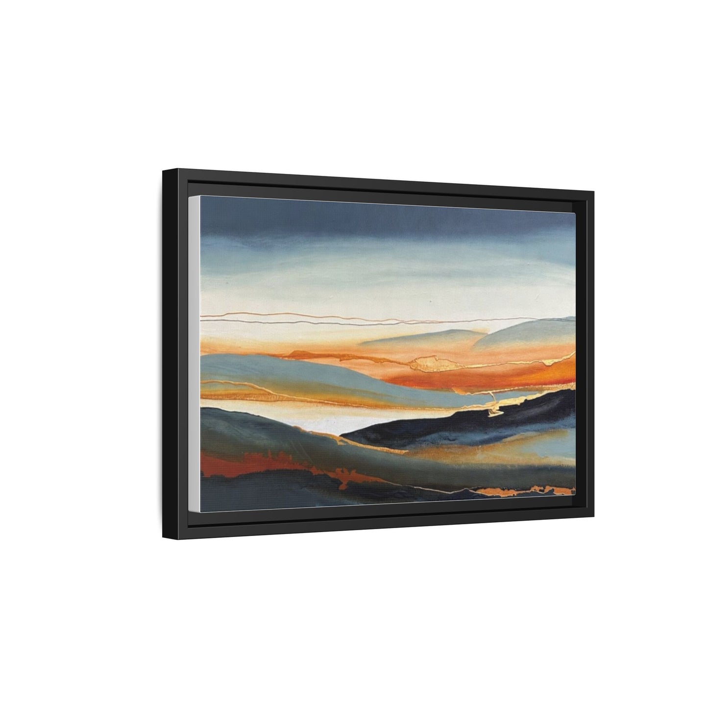 Framed Matte Canvas: Abstract Coastal Sunset Landscape Wall Art