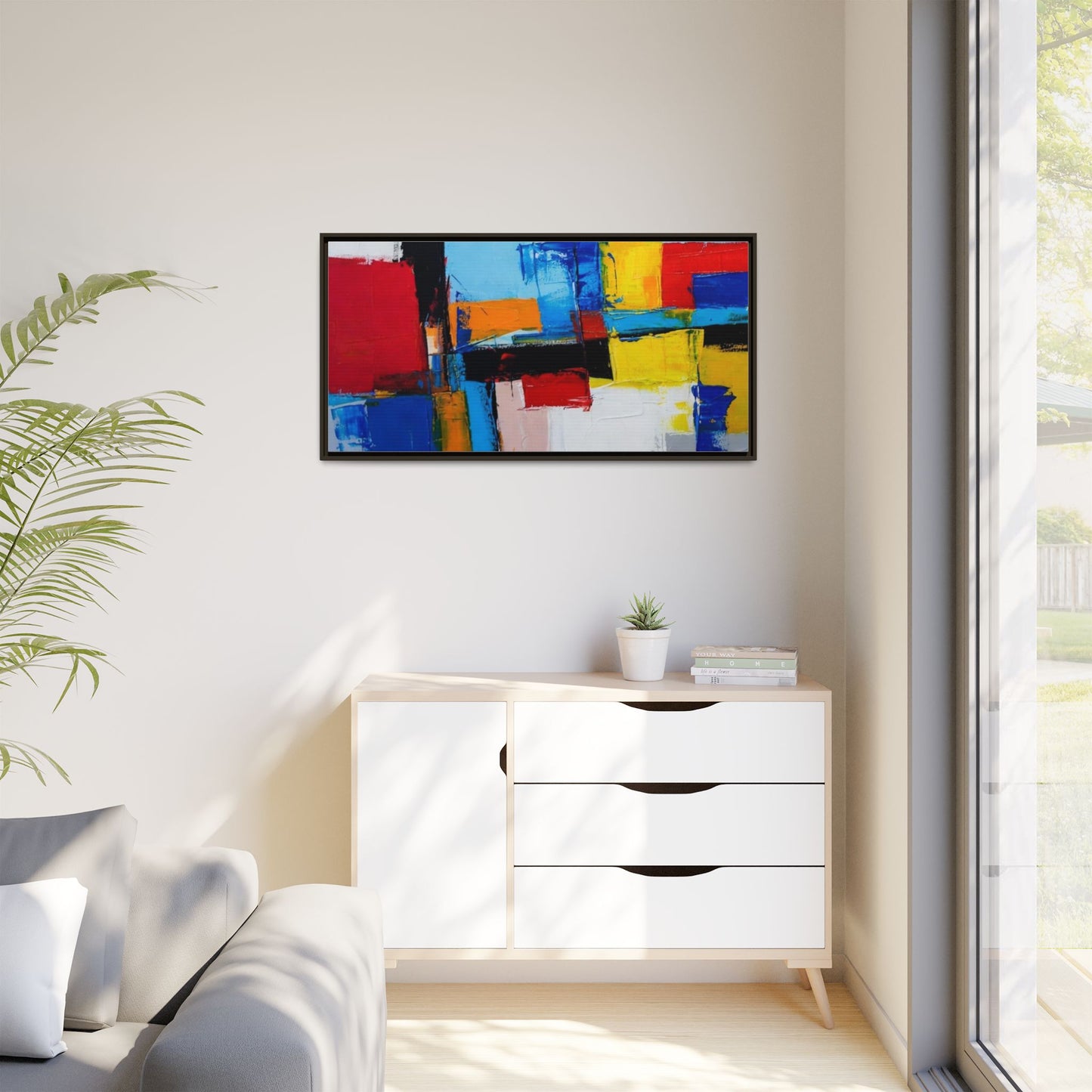 Abstract Color Block Matte Canvas Framed Wall Art