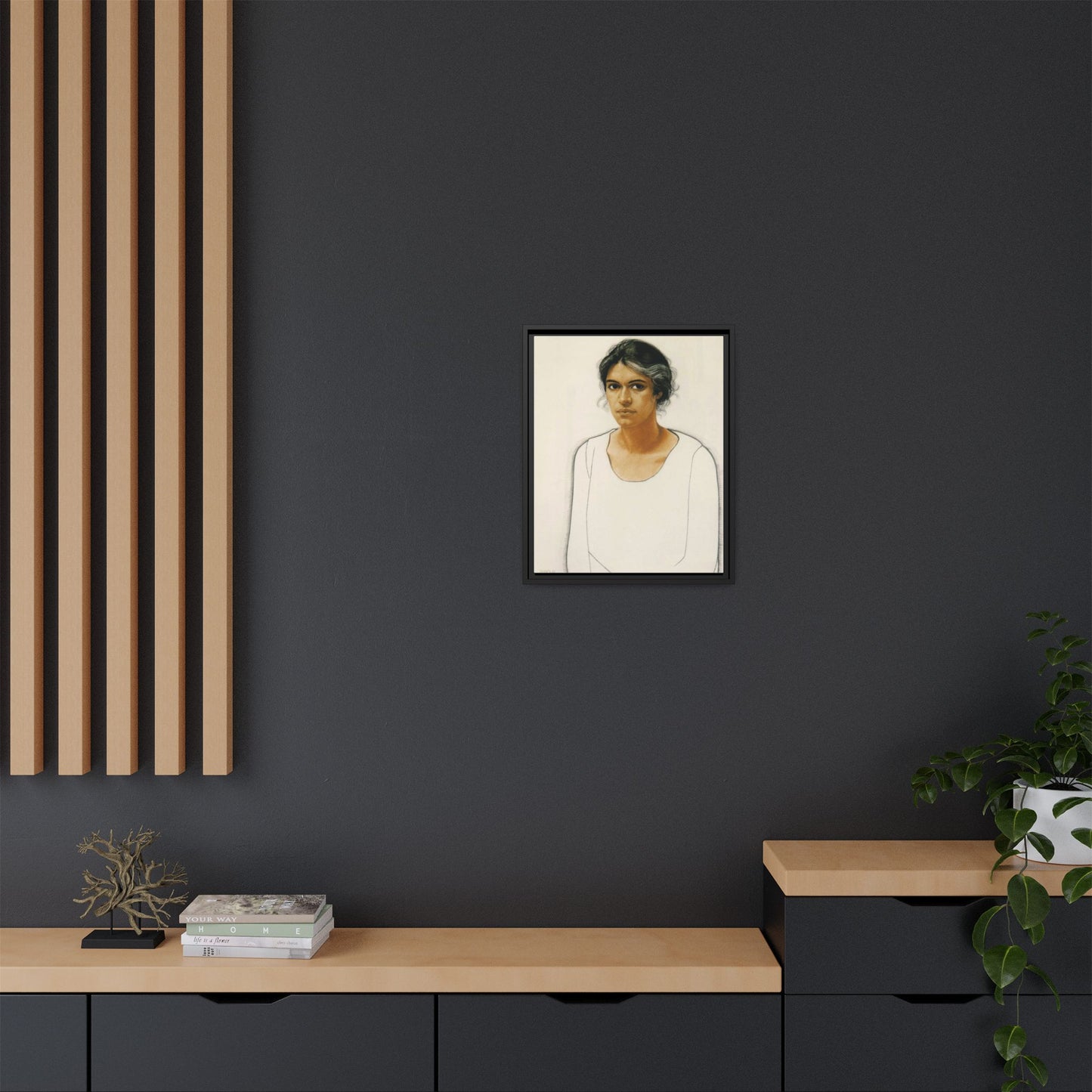 Portrait of a Woman by Winold Reiss Framed Matte Canvas Portrait Print