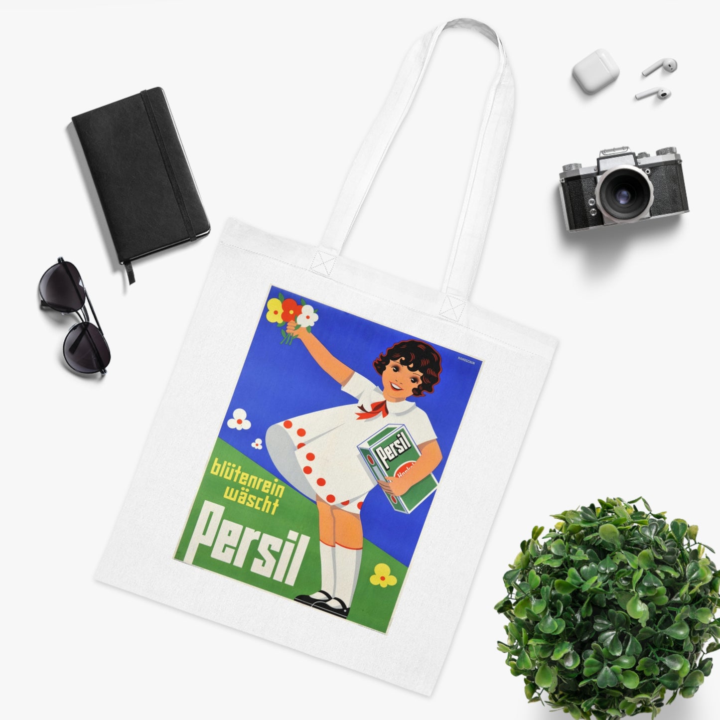 Persil Vintage Ad Tote Bag — Retro Flower Girl Laundry Graphic Cotton Tote