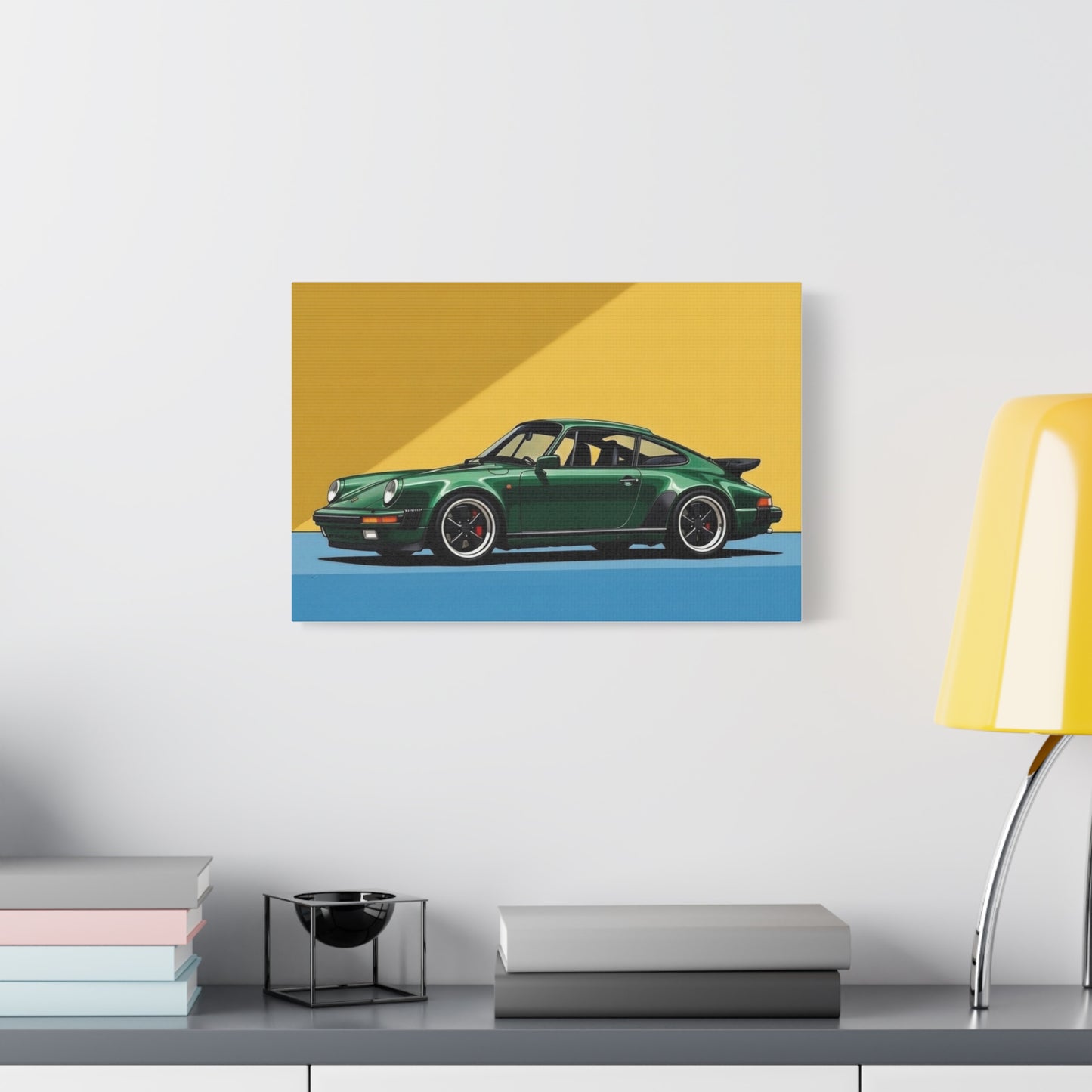 Vintage Green Porsche Art Print - Matte Stretched Canvas