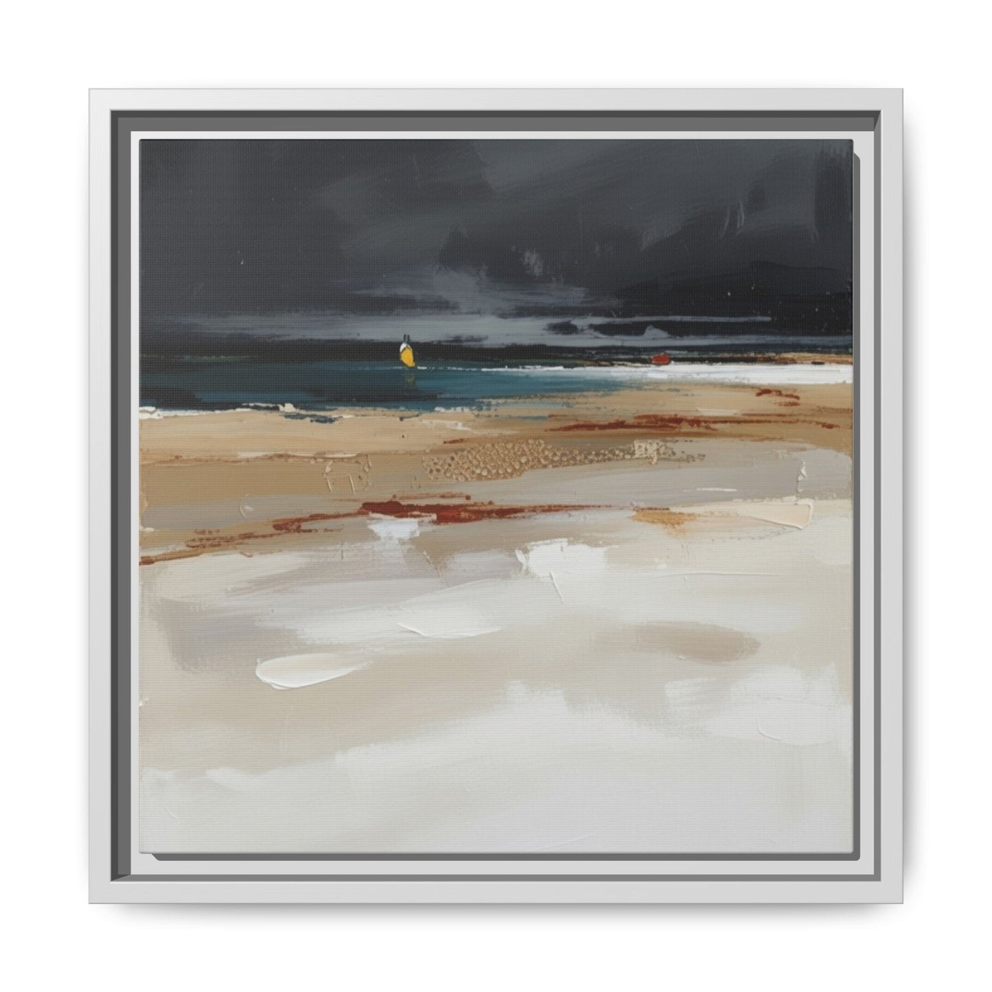 Framed Matte Canvas Beachscape Art Print — Coastal Abstract Wall Decor