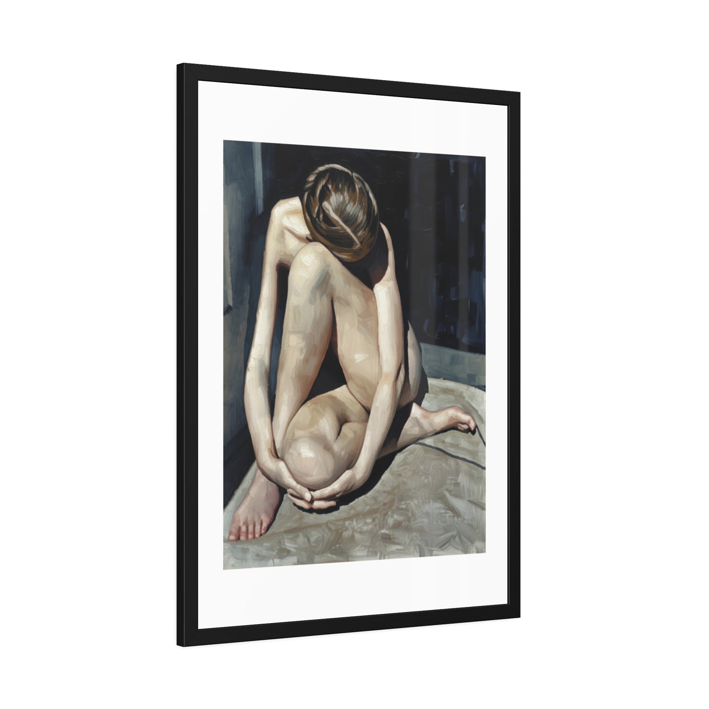 Framed Poster Contemplative Nude Figurative Art Print