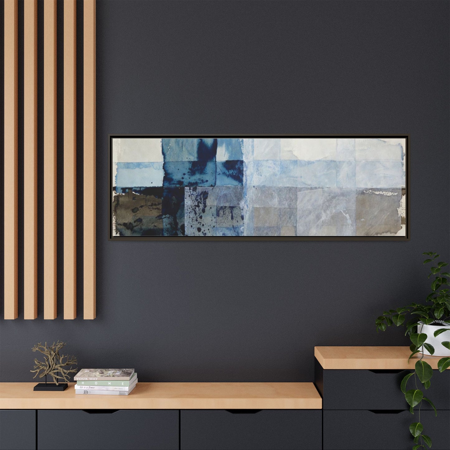 Abstract Coastal Blue Framed Canvas Art