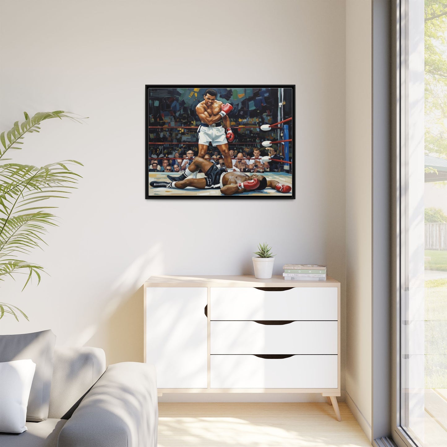 Framed Boxing Ring Canvas Print — Muhammad Ali Iconic Knockout Sport Art