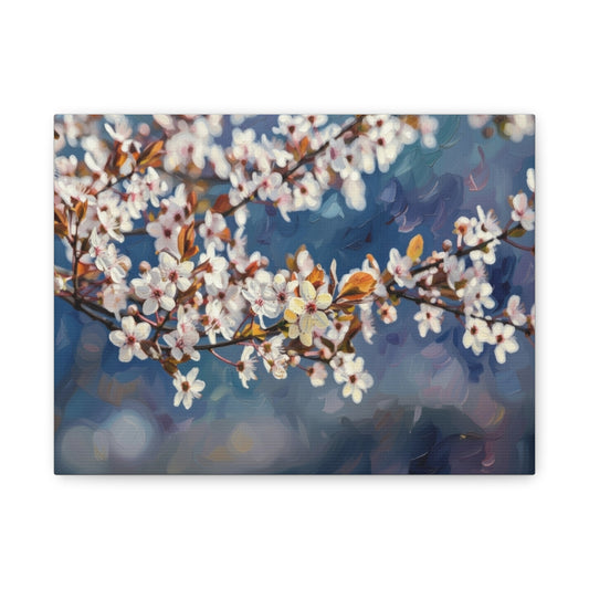 Cherry Blossom Branch Matte Canvas Wall Art — Spring Floral Print