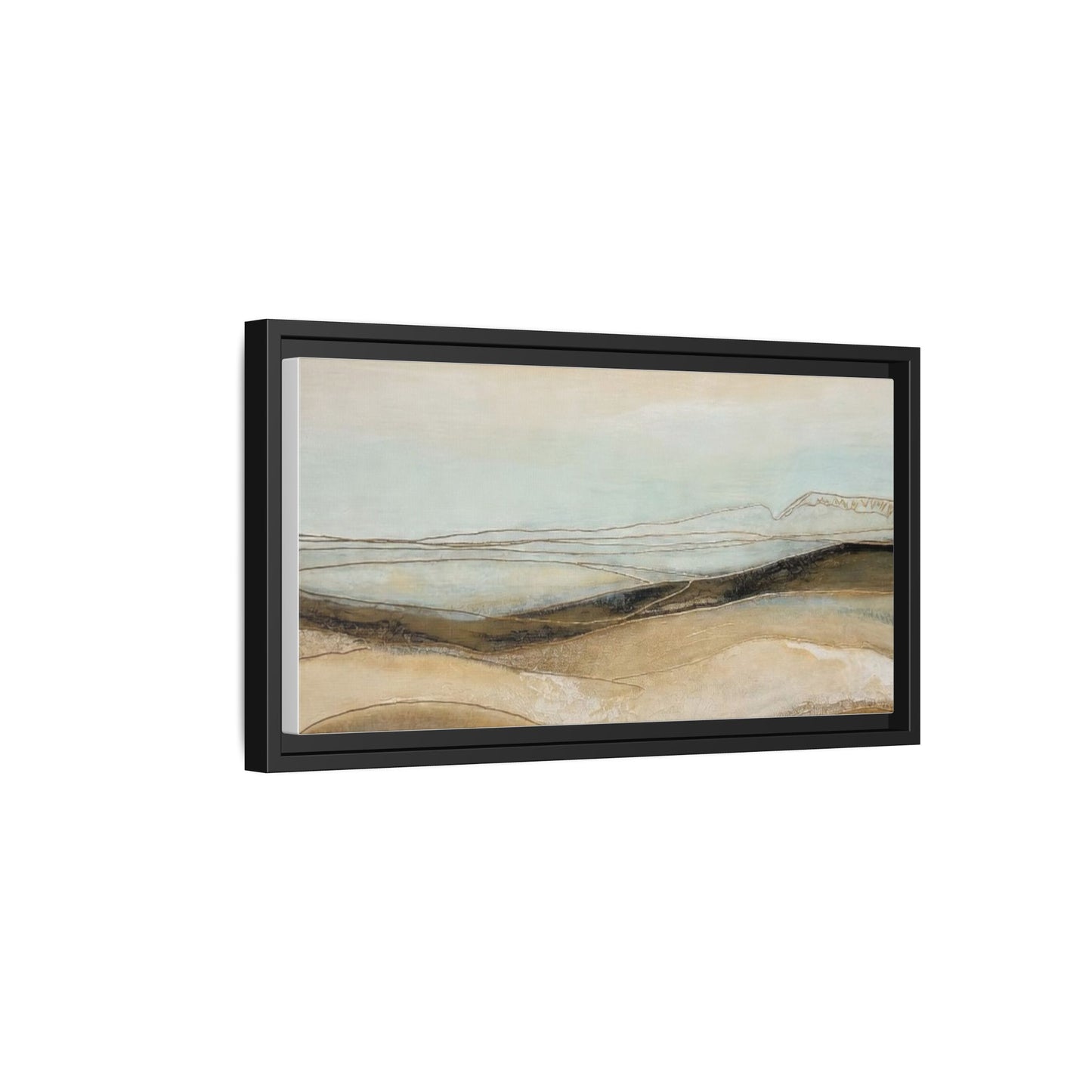 Framed Matte Canvas Wall Art — Neutral Abstract Landscape in Soft Blues & Earth Tones