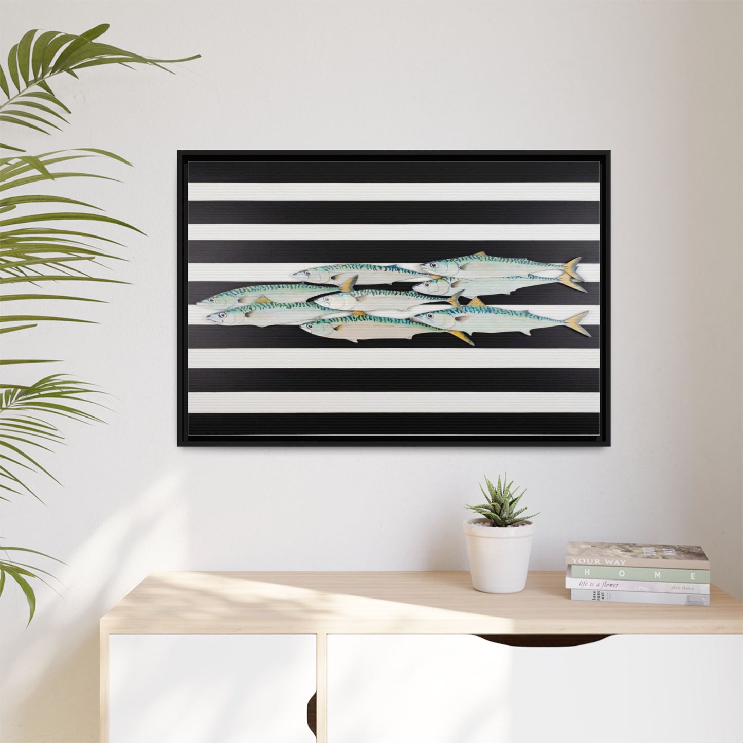 Striped Mackerel Canvas Print — Framed Matte Fish Wall Art