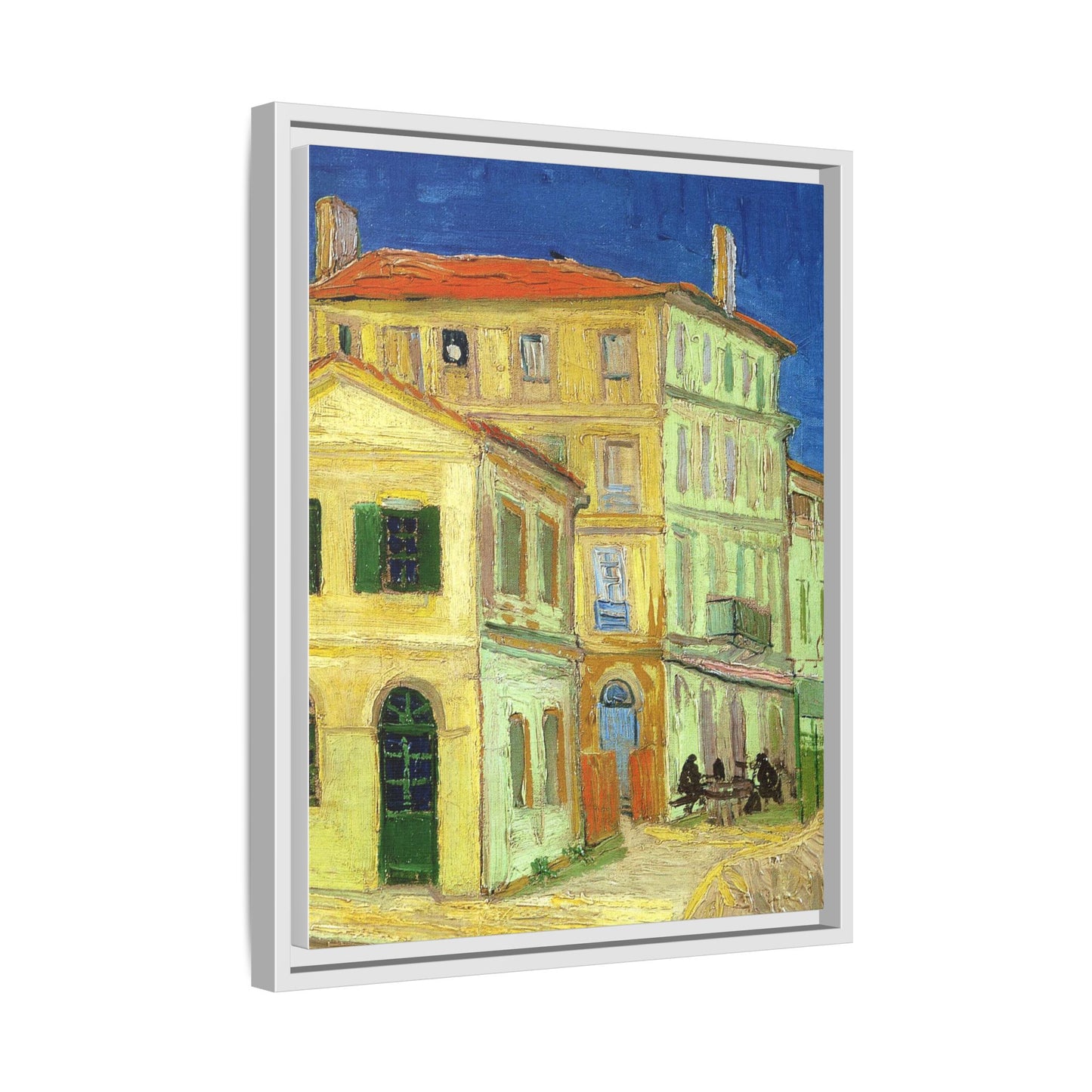 Mediterranean Street Scene Matte Canvas Framed Wall Art