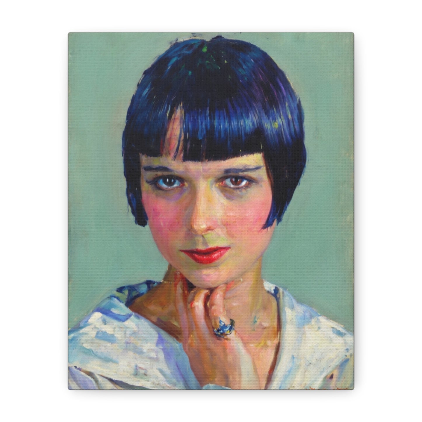 Portrait Canvas Print — Vintage Flapper Woman Matte Stretched Wall Art