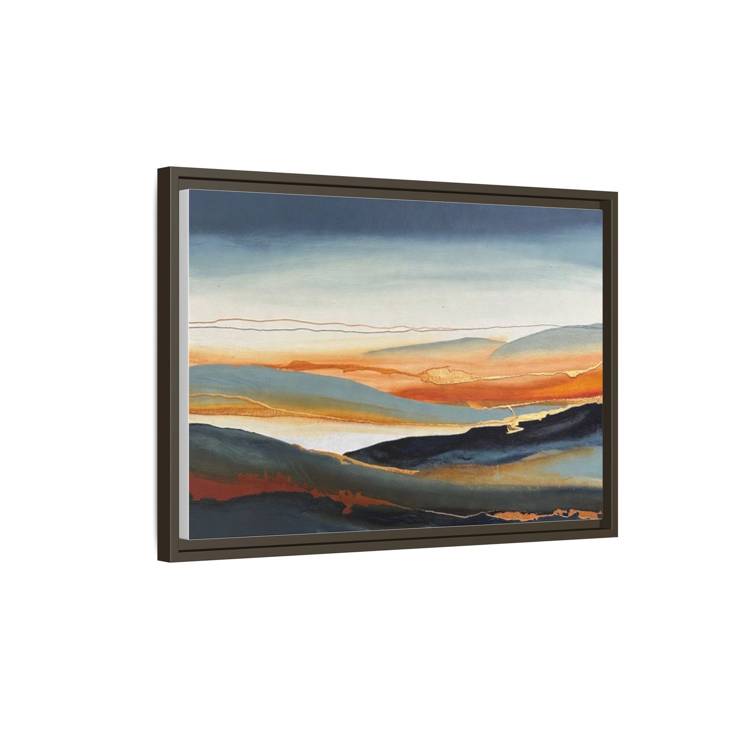 Framed Matte Canvas: Abstract Coastal Sunset Landscape Wall Art