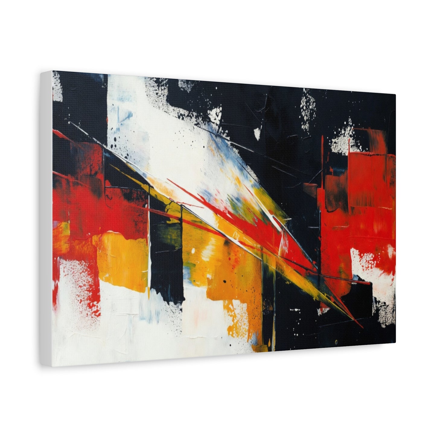 Abstract Geometric Canvas Art — Bold Red & Black Modern Wall Painting