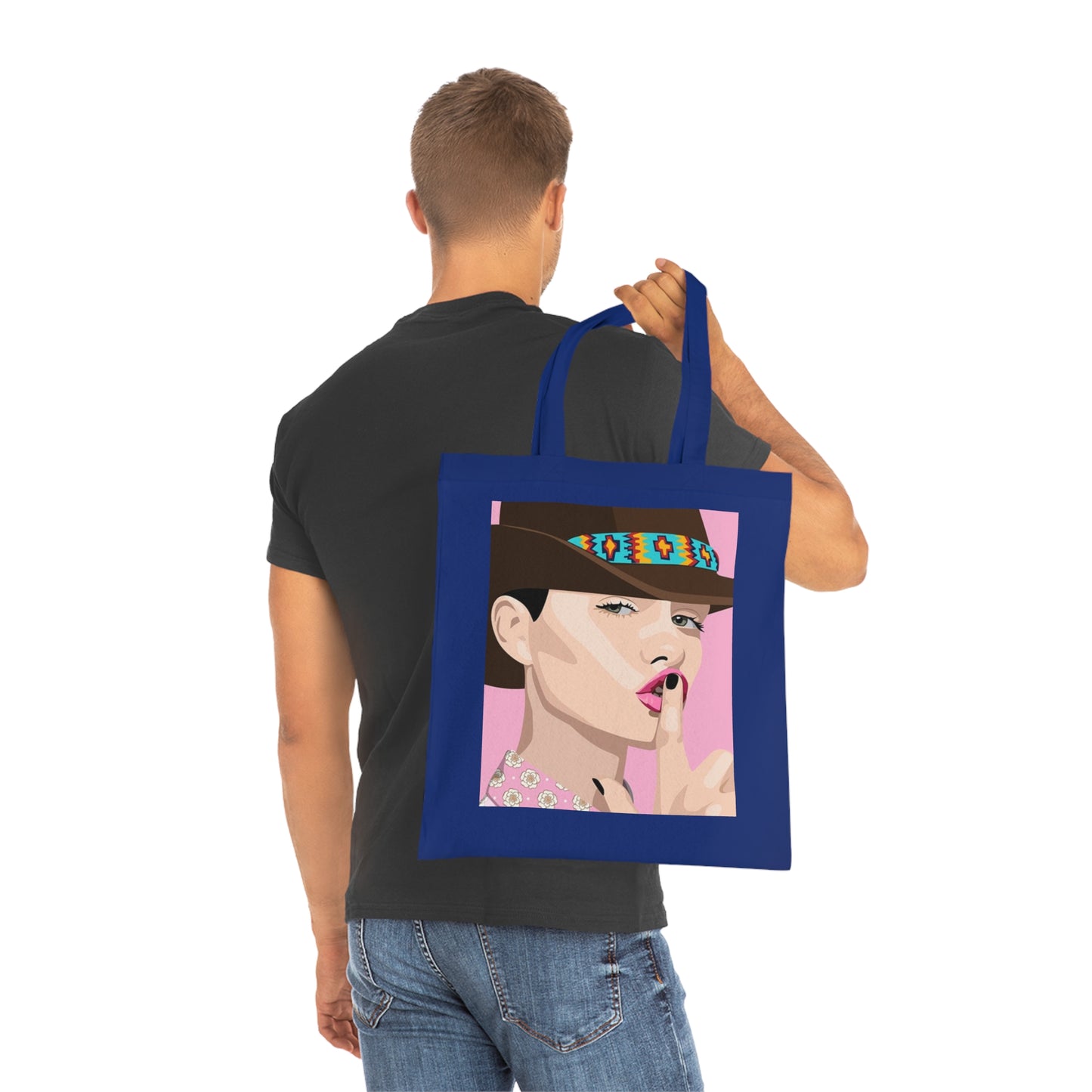Pop Art Woman Tote Bag — Stylish Retro Portrait Cotton Shopper