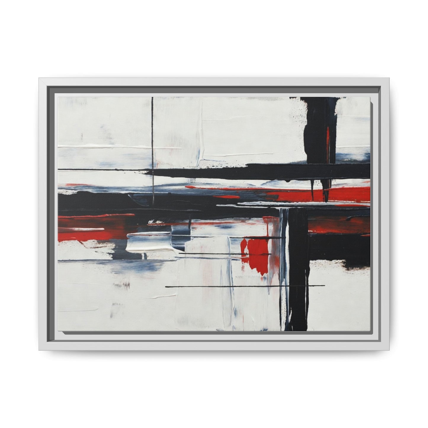 Abstract Red & Black Framed Canvas Art — Modern Matte Wall Painting