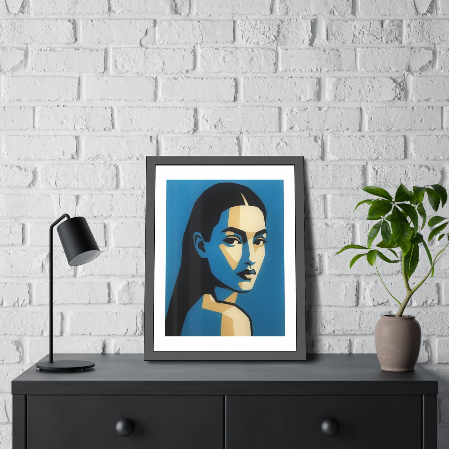 Framed Art Print — Blue Pop Portrait Poster