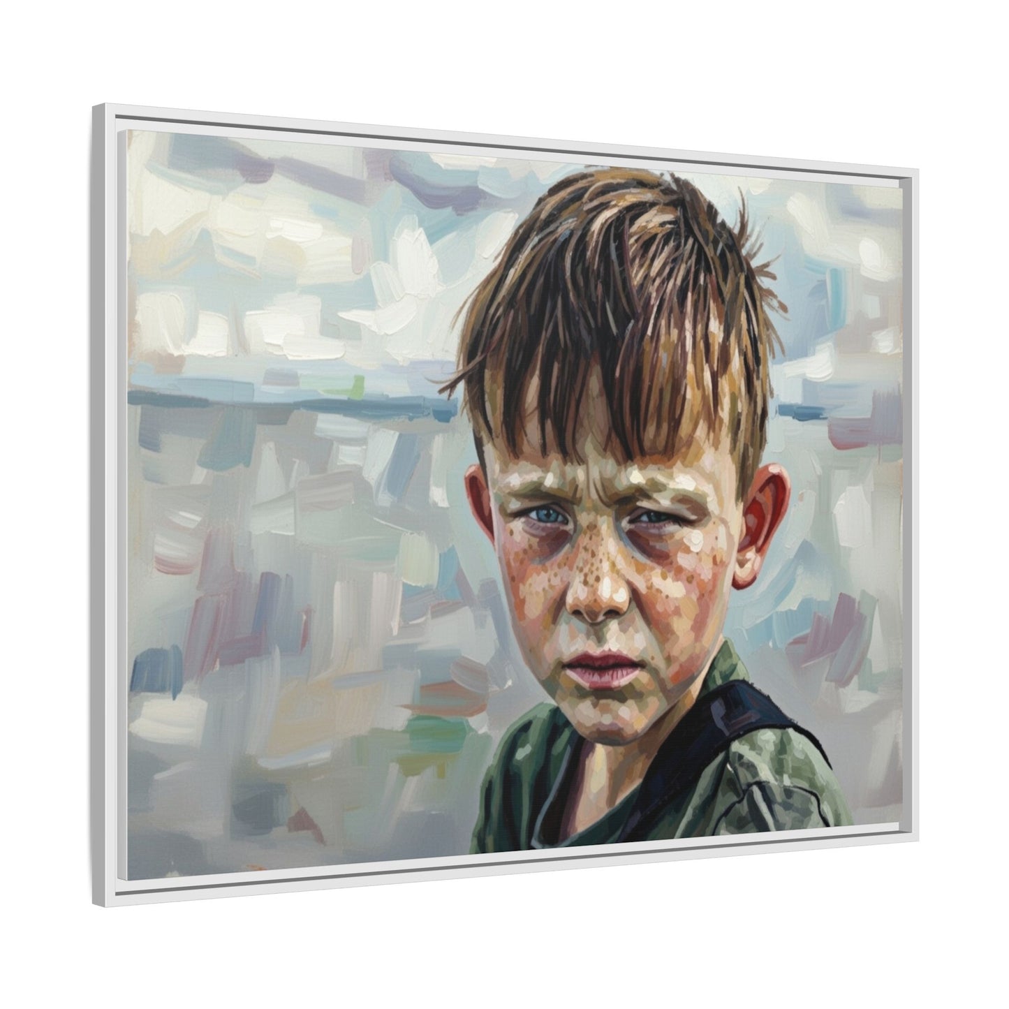 Framed Matte Canvas: Gritty Boy Portrait Art Print