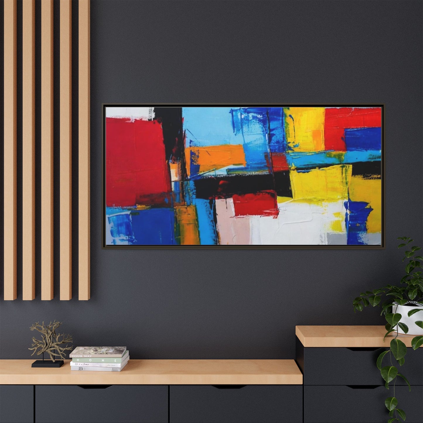 Abstract Color Block Matte Canvas Framed Wall Art