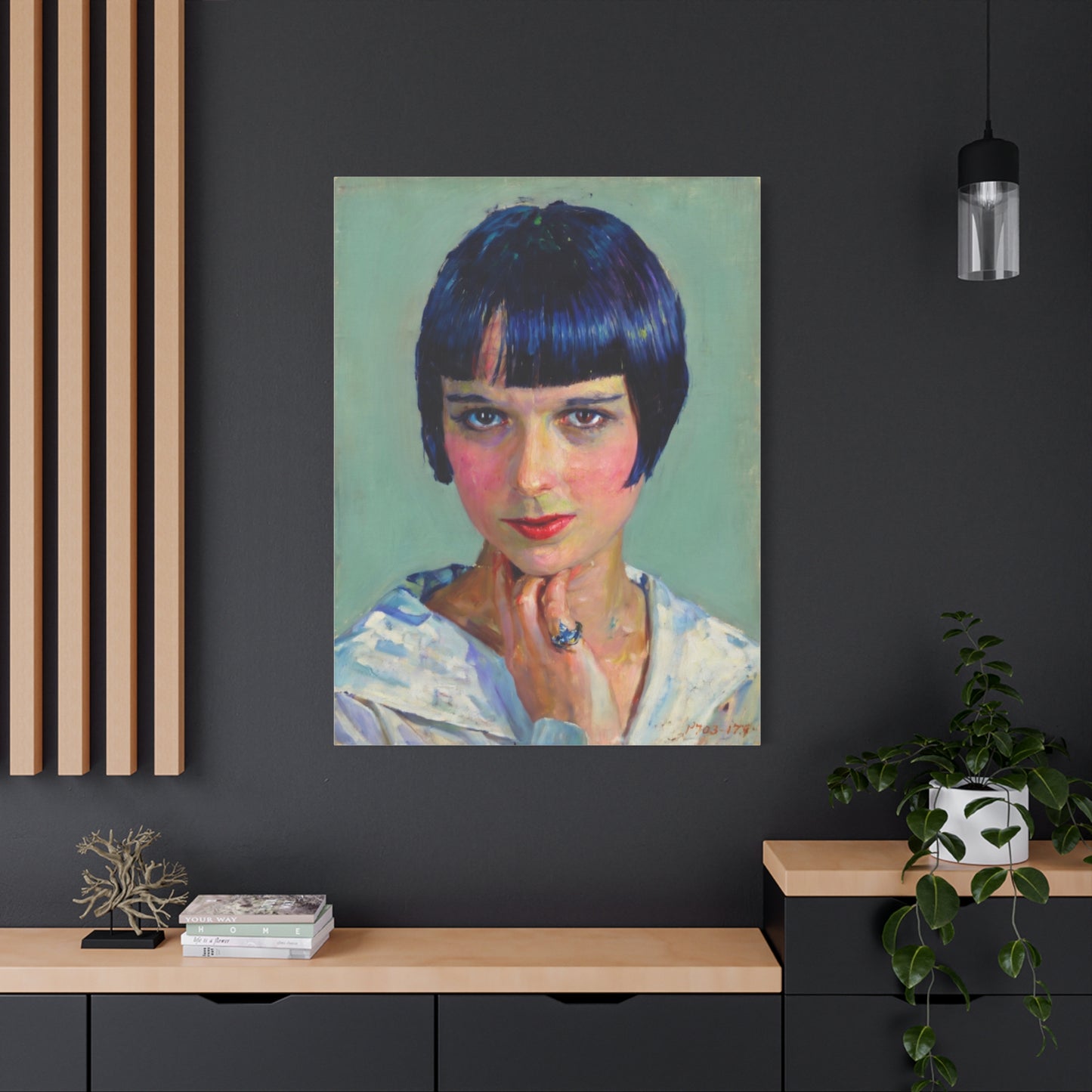 Portrait Canvas Print — Vintage Flapper Woman Matte Stretched Wall Art