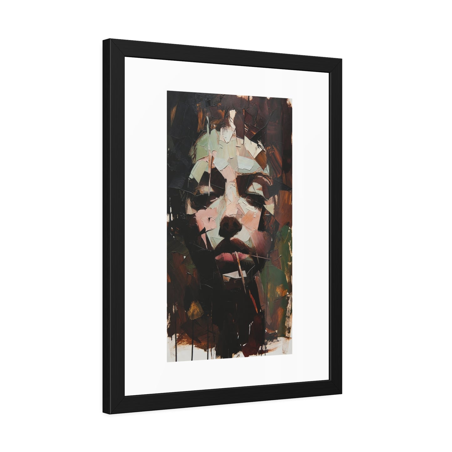 Abstract Portrait Framed Art Print — Moody Contemporary Face Poster for Home & Office