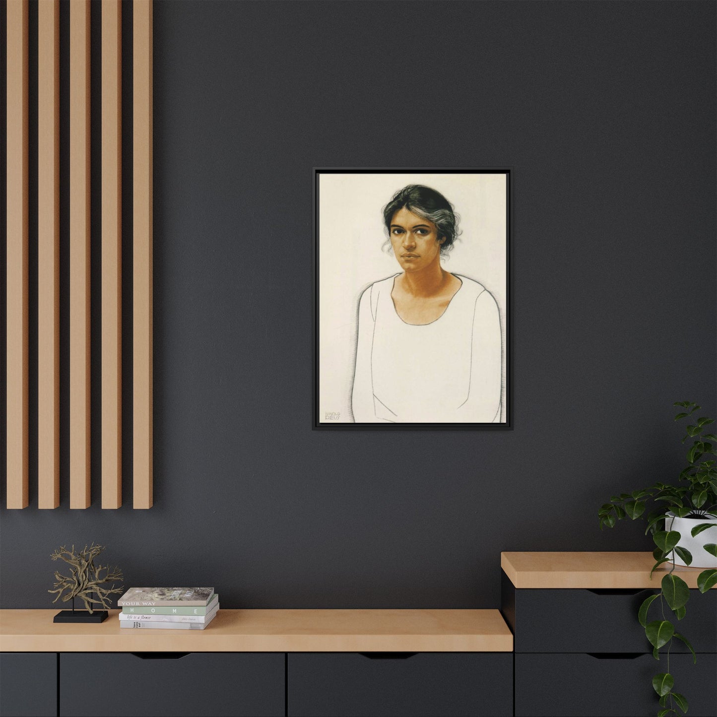 Portrait of a Woman by Winold Reiss Framed Matte Canvas Portrait Print