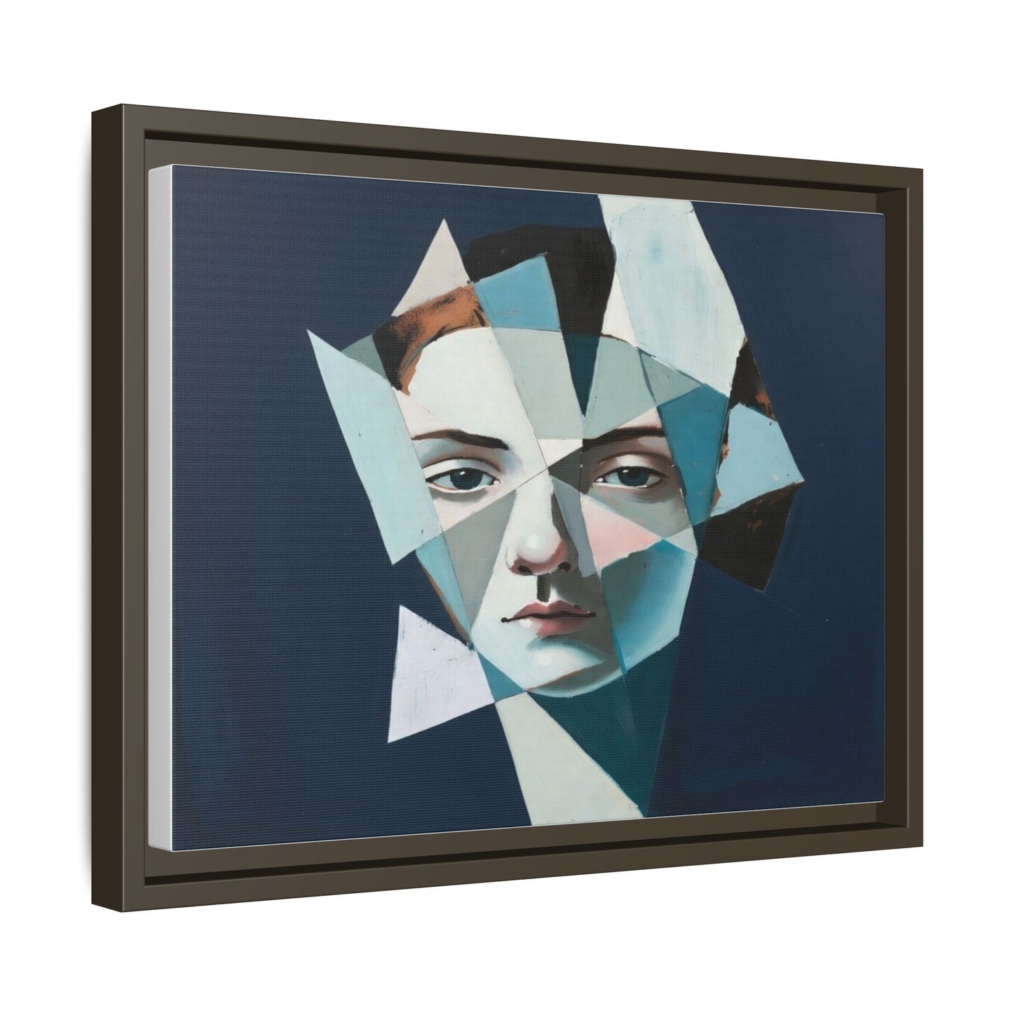 Abstract Fragmented Portrait Matte Canvas (Framed)
