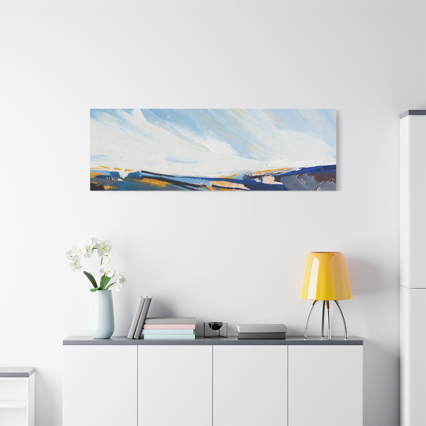 Abstract Coastal Landscape Canvas Print — Blue Sky Seascape Wall Art