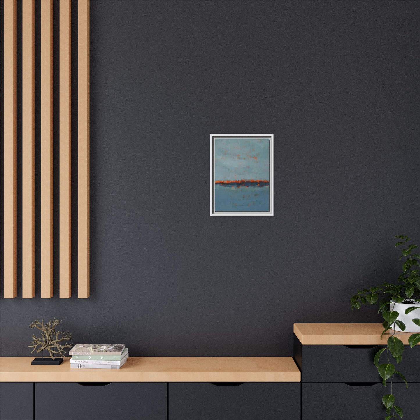 Framed Canvas Art — Teal & Orange Abstract Seascape