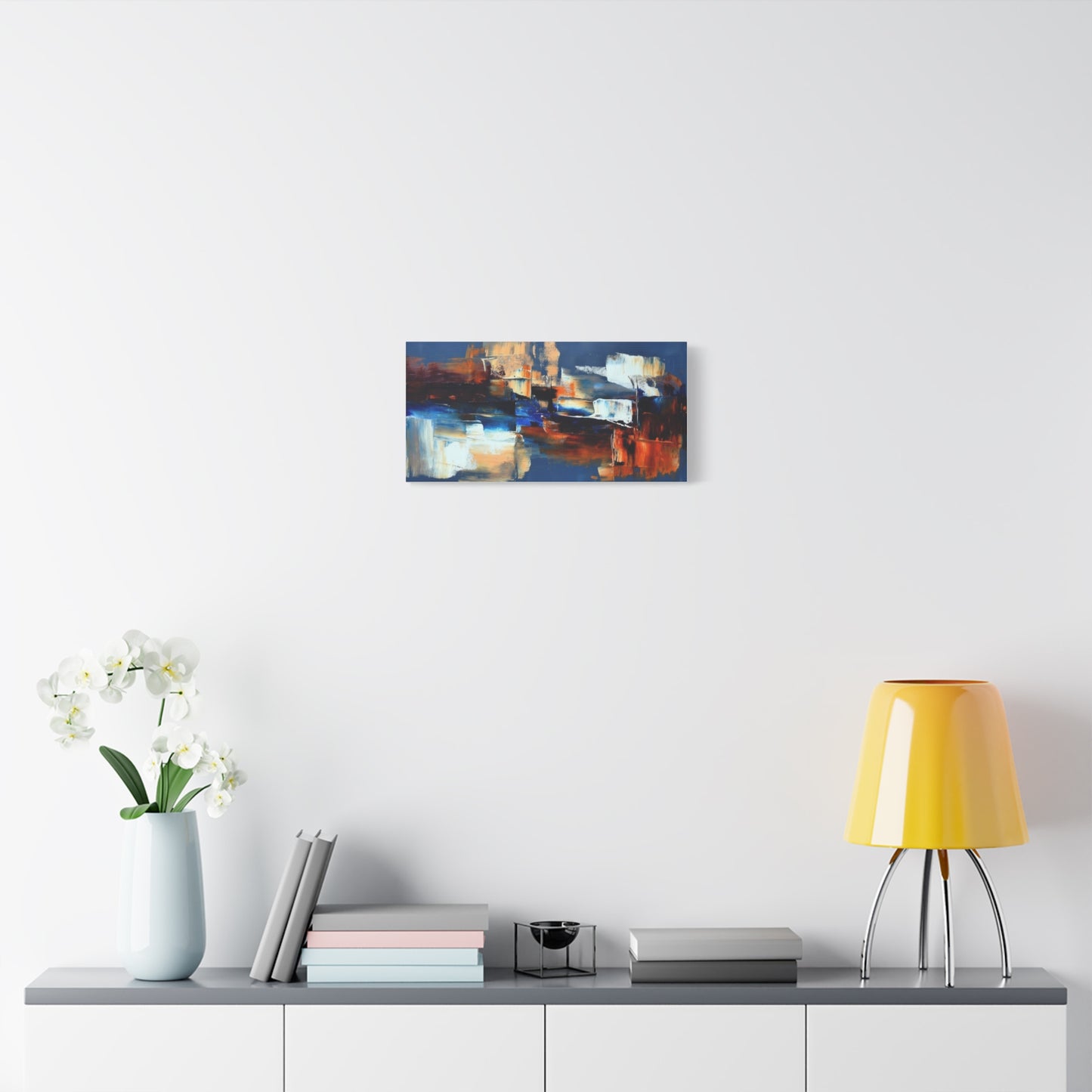 Abstract Blue & Orange Canvas Wall Art — Modern Matte Stretched Canvas