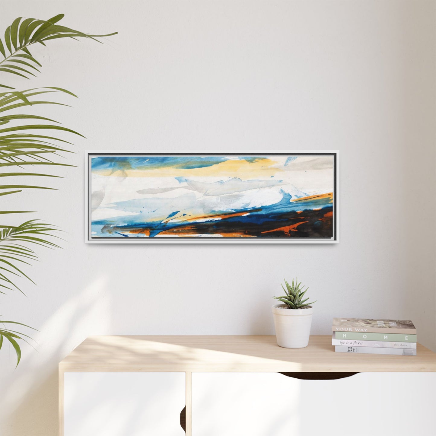 Abstract Coastal Waves Matte Canvas Framed Wall Art