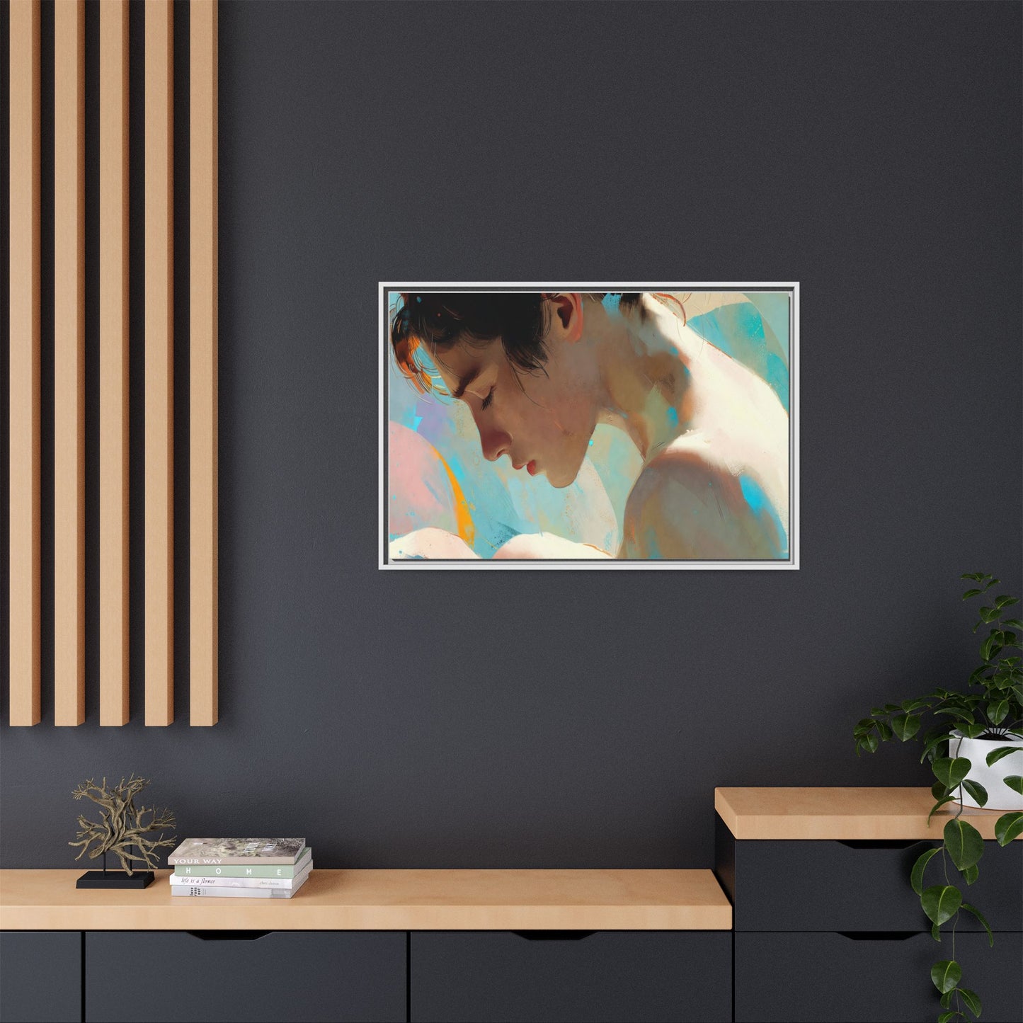 Framed Matte Canvas Print — Dreamy Portrait Art (Multi‑Color)