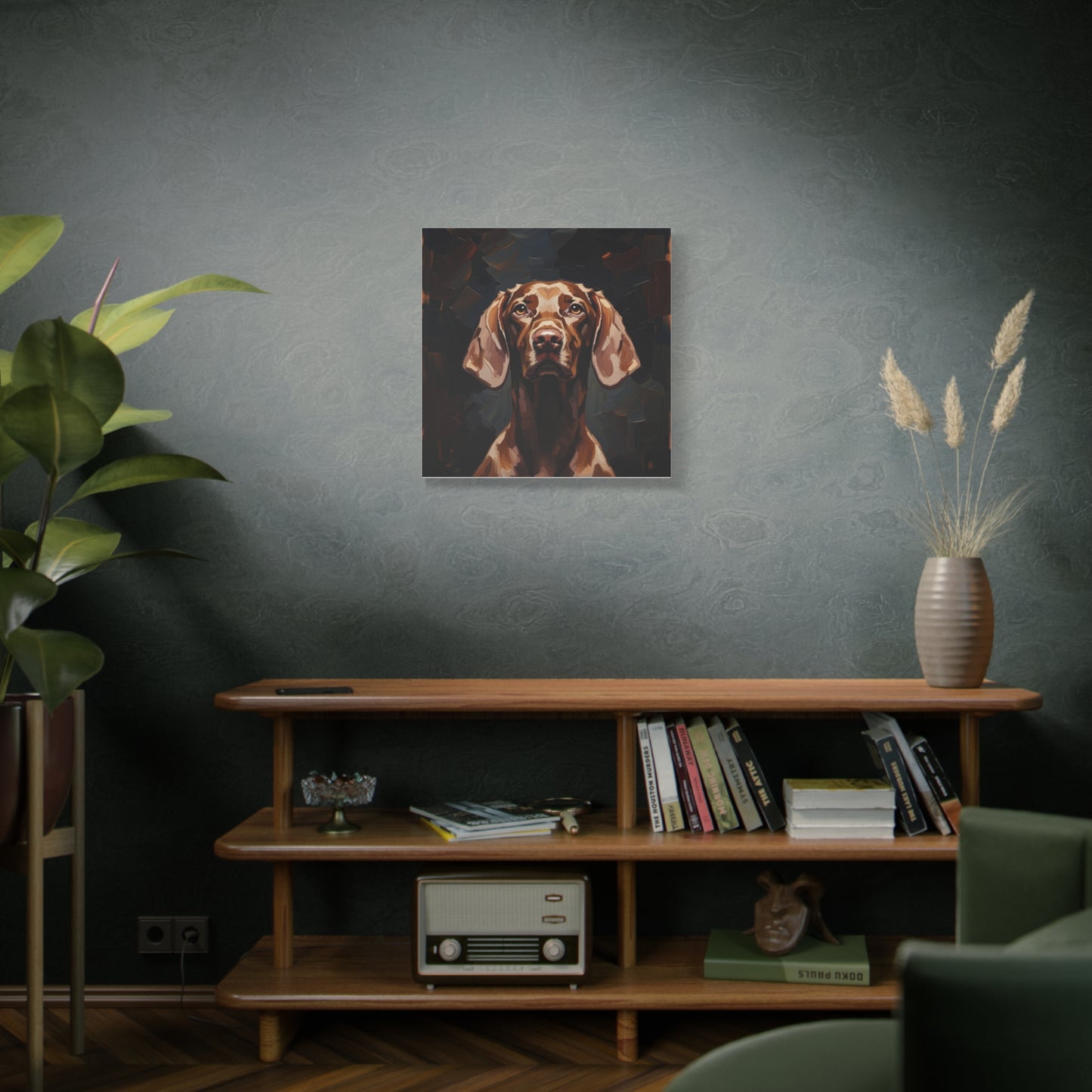 Chocolate Vizsla Canvas Wall Art — Matte Stretched Dog Portrait