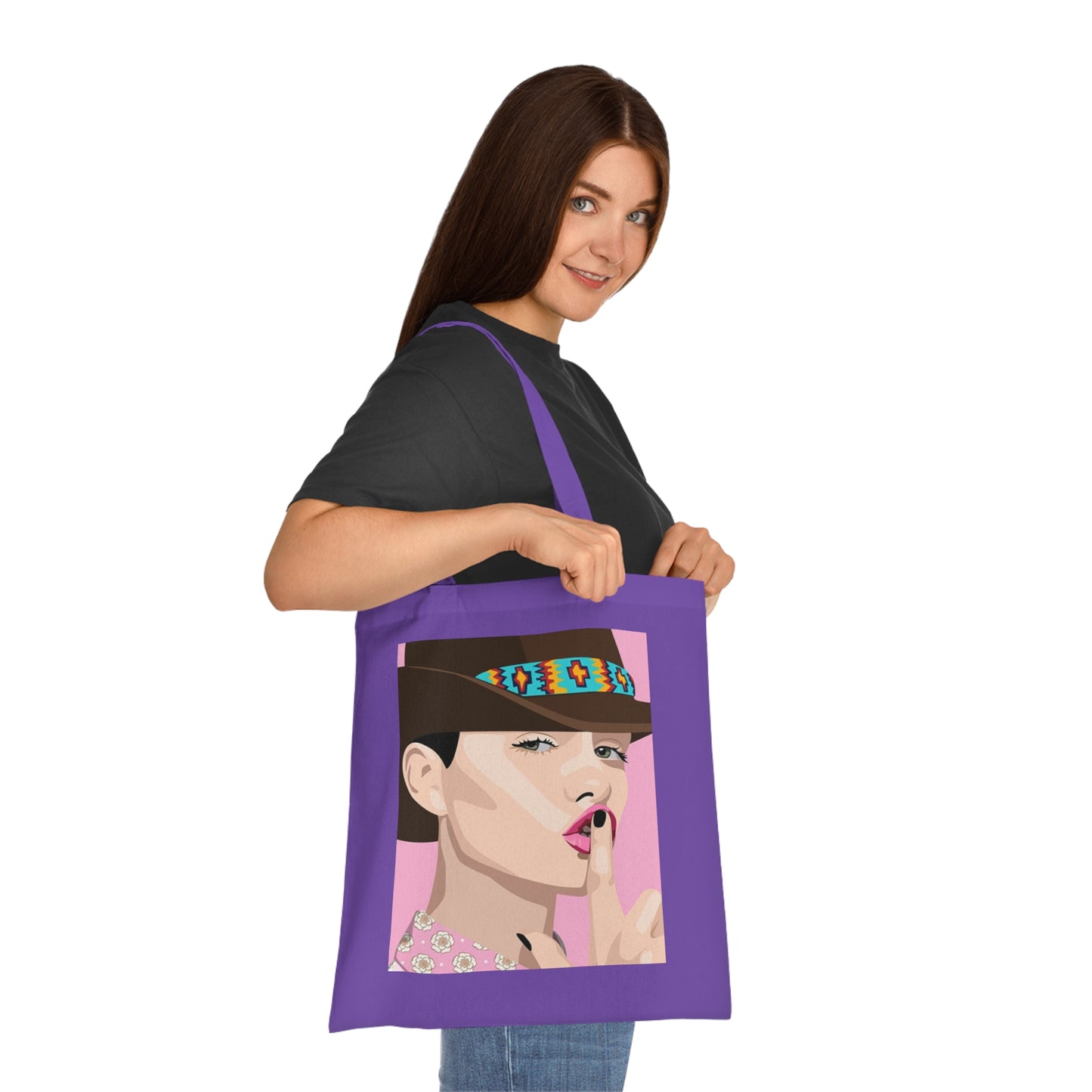 Pop Art Woman Tote Bag — Stylish Retro Portrait Cotton Shopper