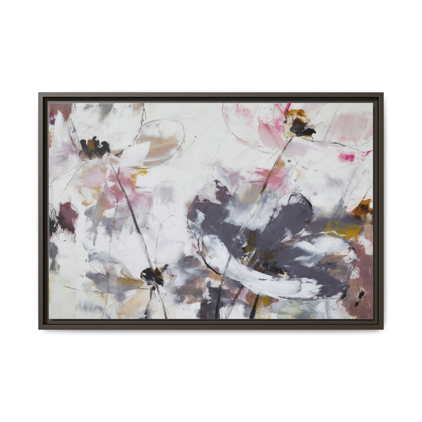 Abstract Floral Matte Canvas Framed Wall Art — Soft Watercolor Blooms