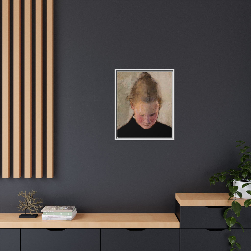 Lukeva tytto by Helena Schjerfbeck Framed Matte Canvas Art Print