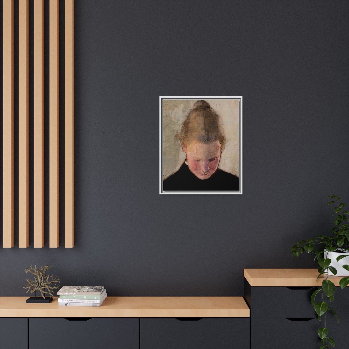 Lukeva tytto by Helena Schjerfbeck Framed Matte Canvas Art Print