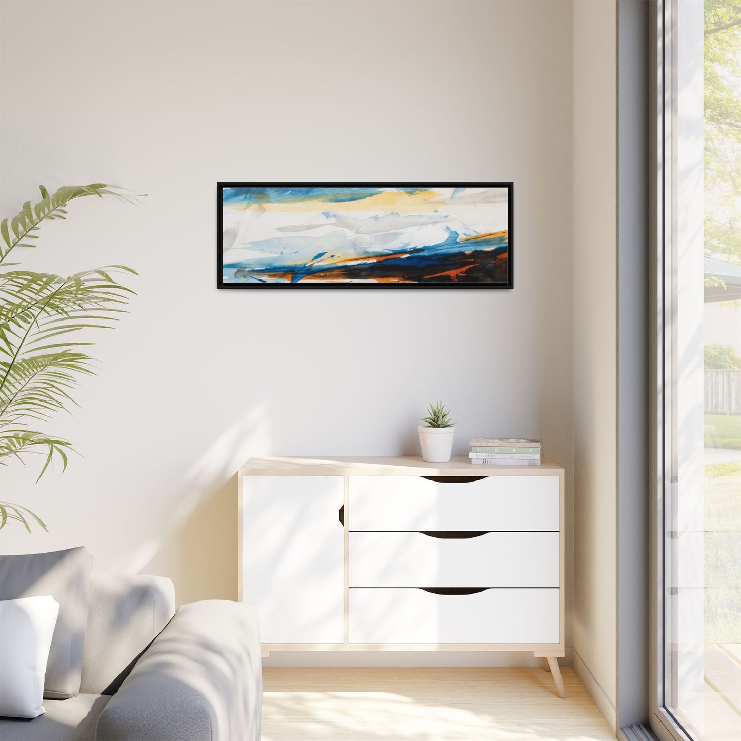 Abstract Coastal Waves Matte Canvas Framed Wall Art