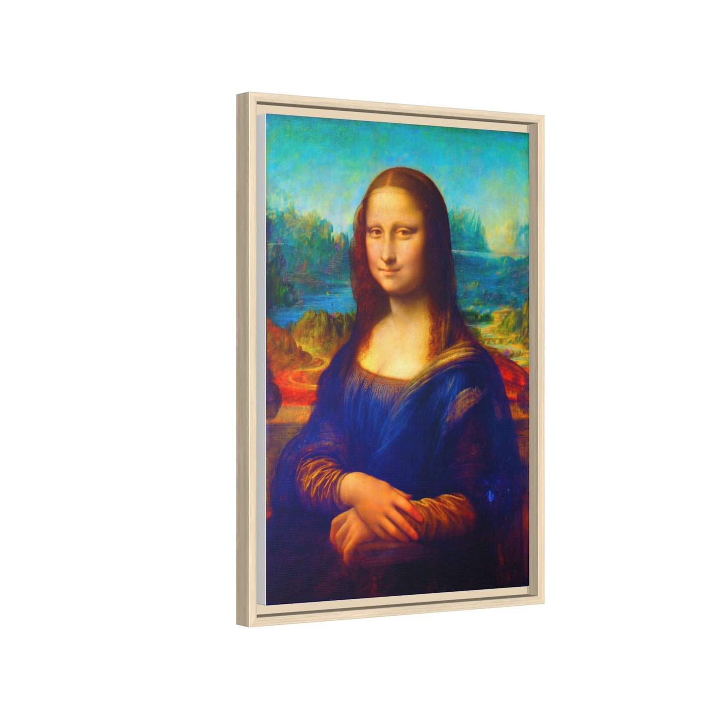 Framed Matte Canvas Print — Colorful Mona Lisa Wall Art