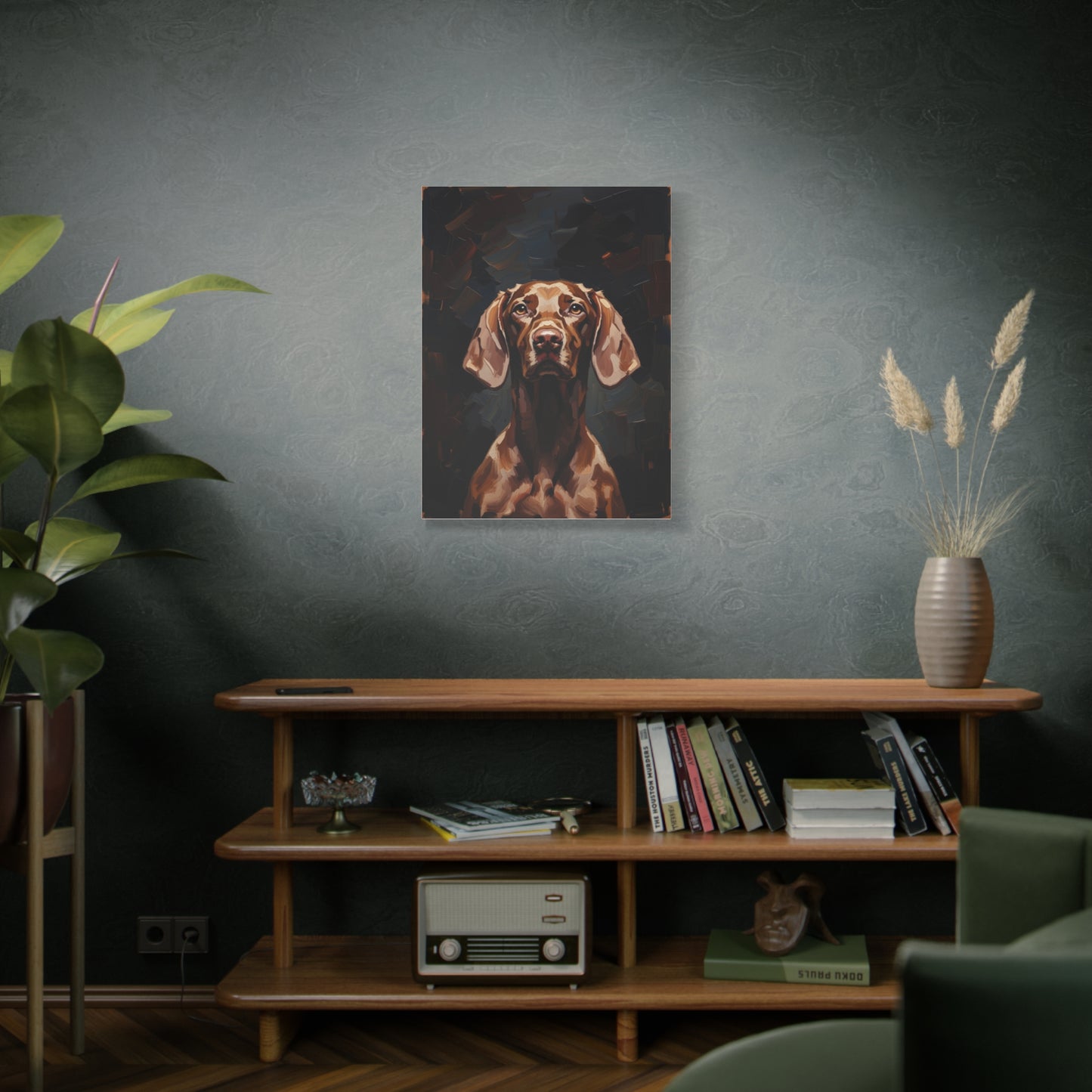 Chocolate Vizsla Canvas Wall Art — Matte Stretched Dog Portrait