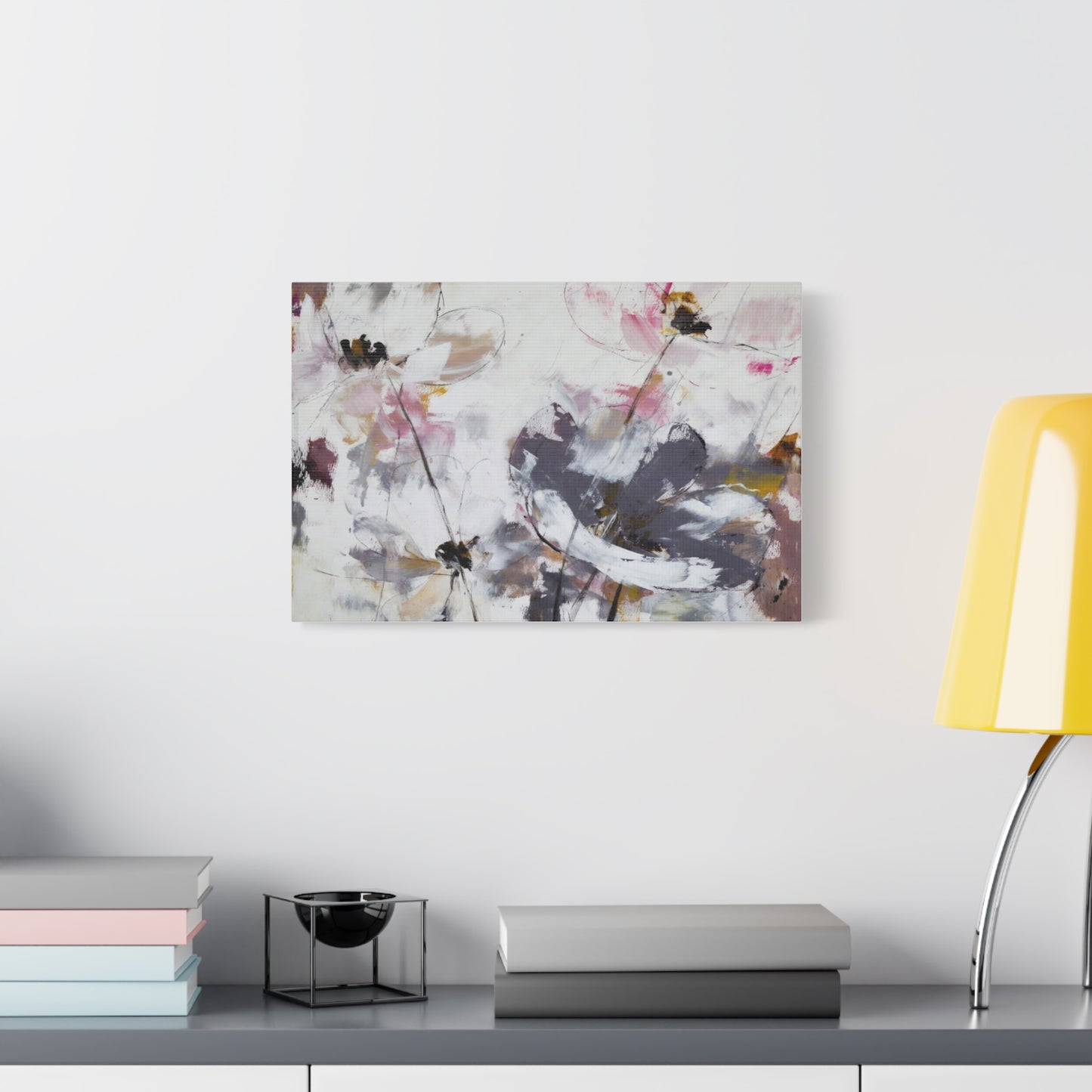 Abstract Floral Canvas Wall Art — Soft Neutral Blossoms Matte Stretched Canvas