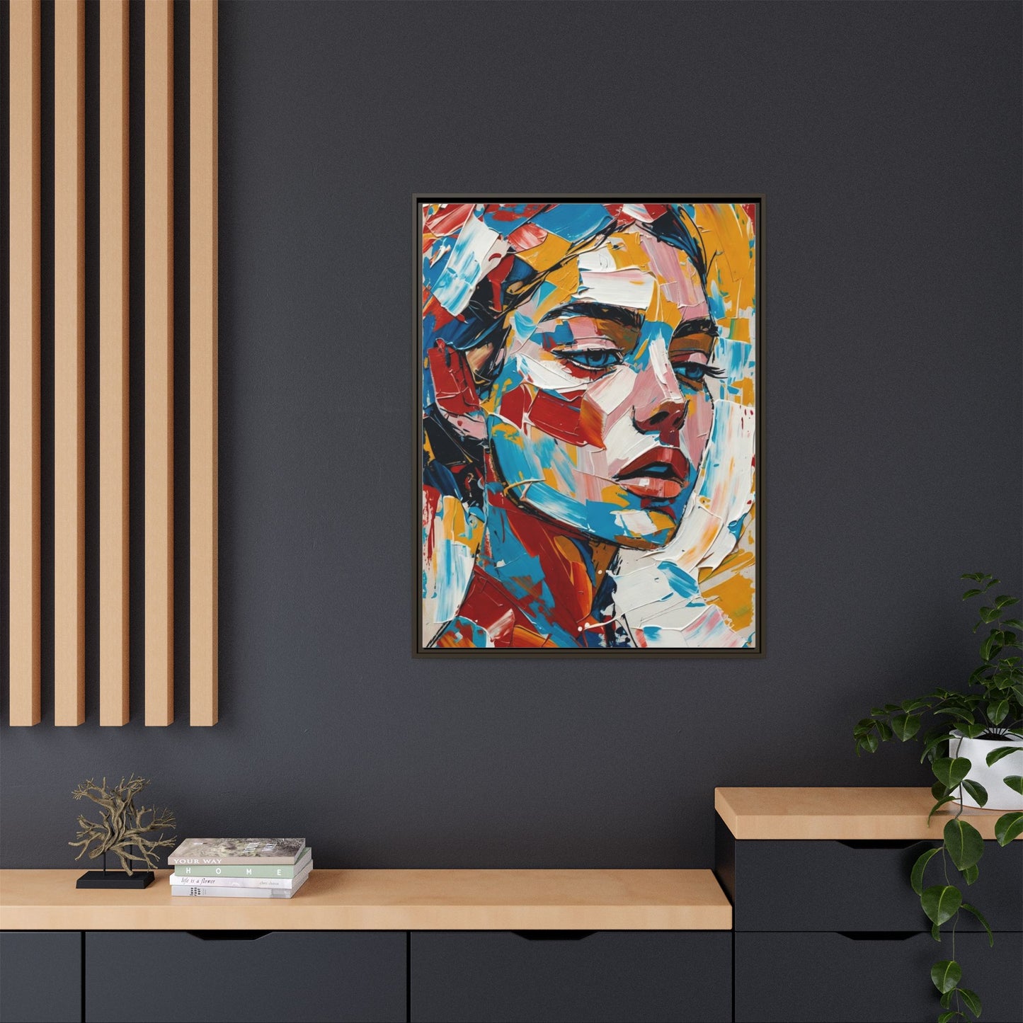 Colorful Abstract Portrait Framed Canvas Print