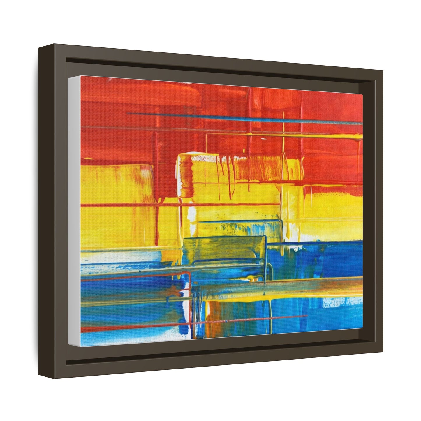 Abstract Multi-Color Framed Canvas Art — Modern Geometric Wall Decor