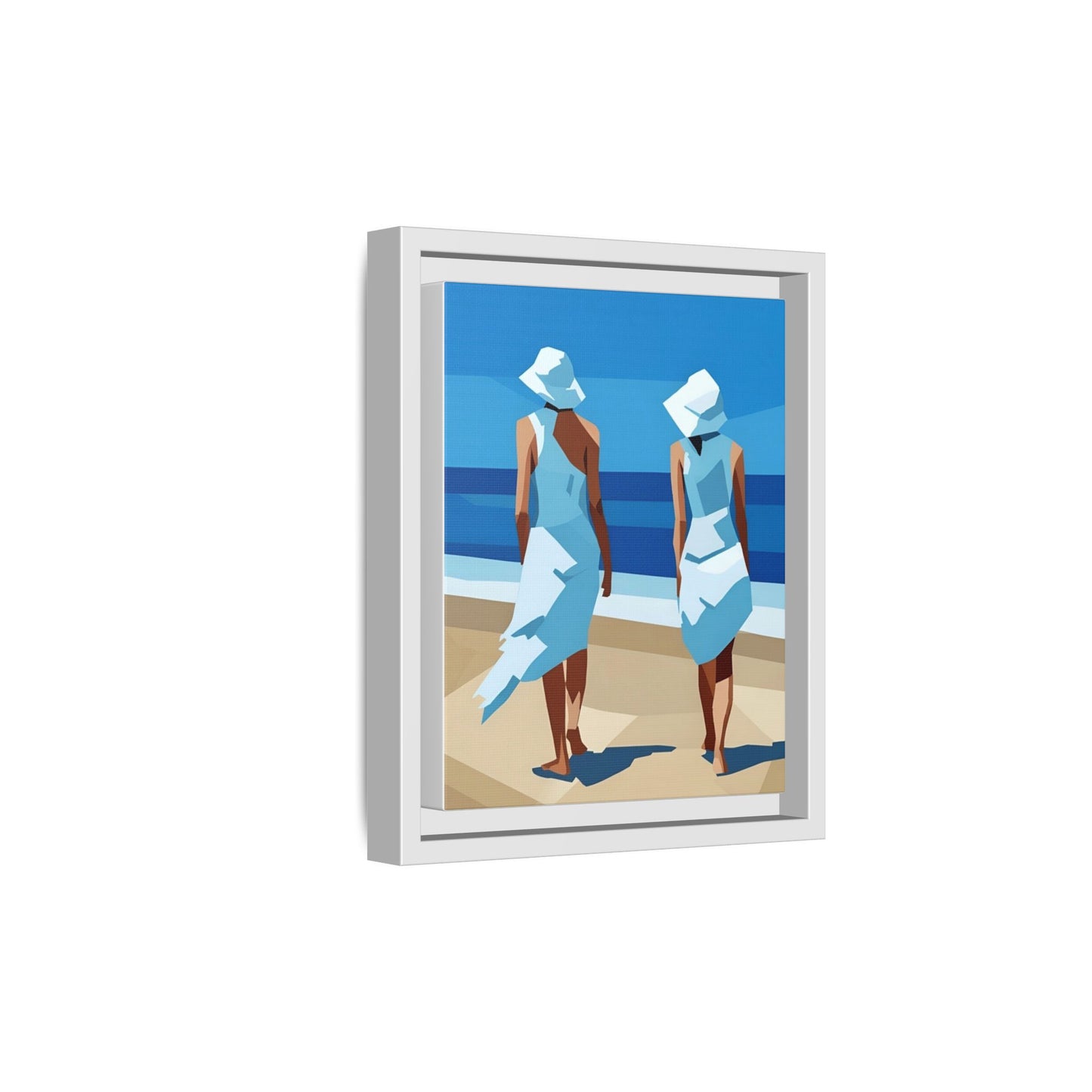 Seaside Stroll Matte Canvas Framed Print — Coastal Beach Art