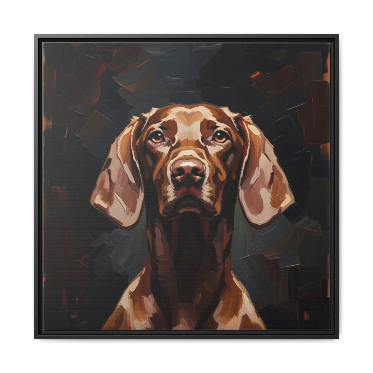 Framed Matte Canvas Dog Portrait – Brown Vizsla Wall Art