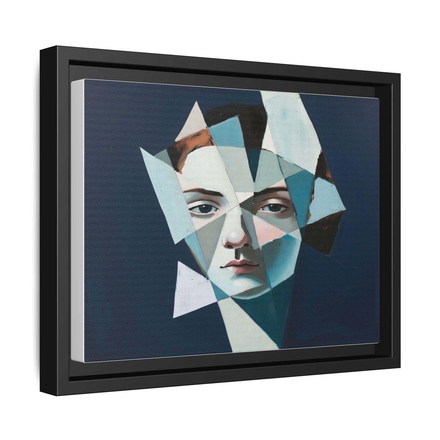 Abstract Fragmented Portrait Matte Canvas (Framed)