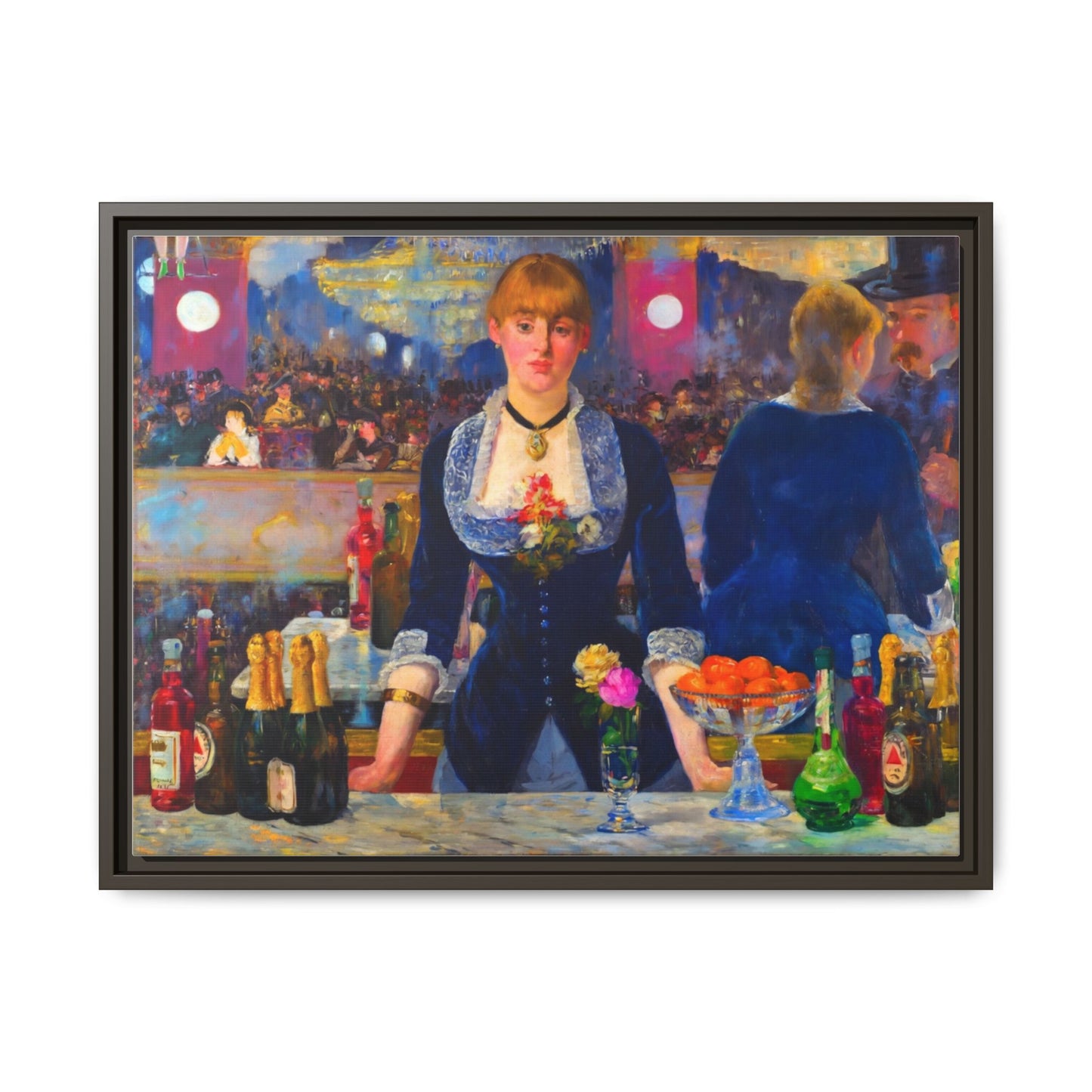Framed Matte Canvas Print — Vintage Parisian Bar Scene