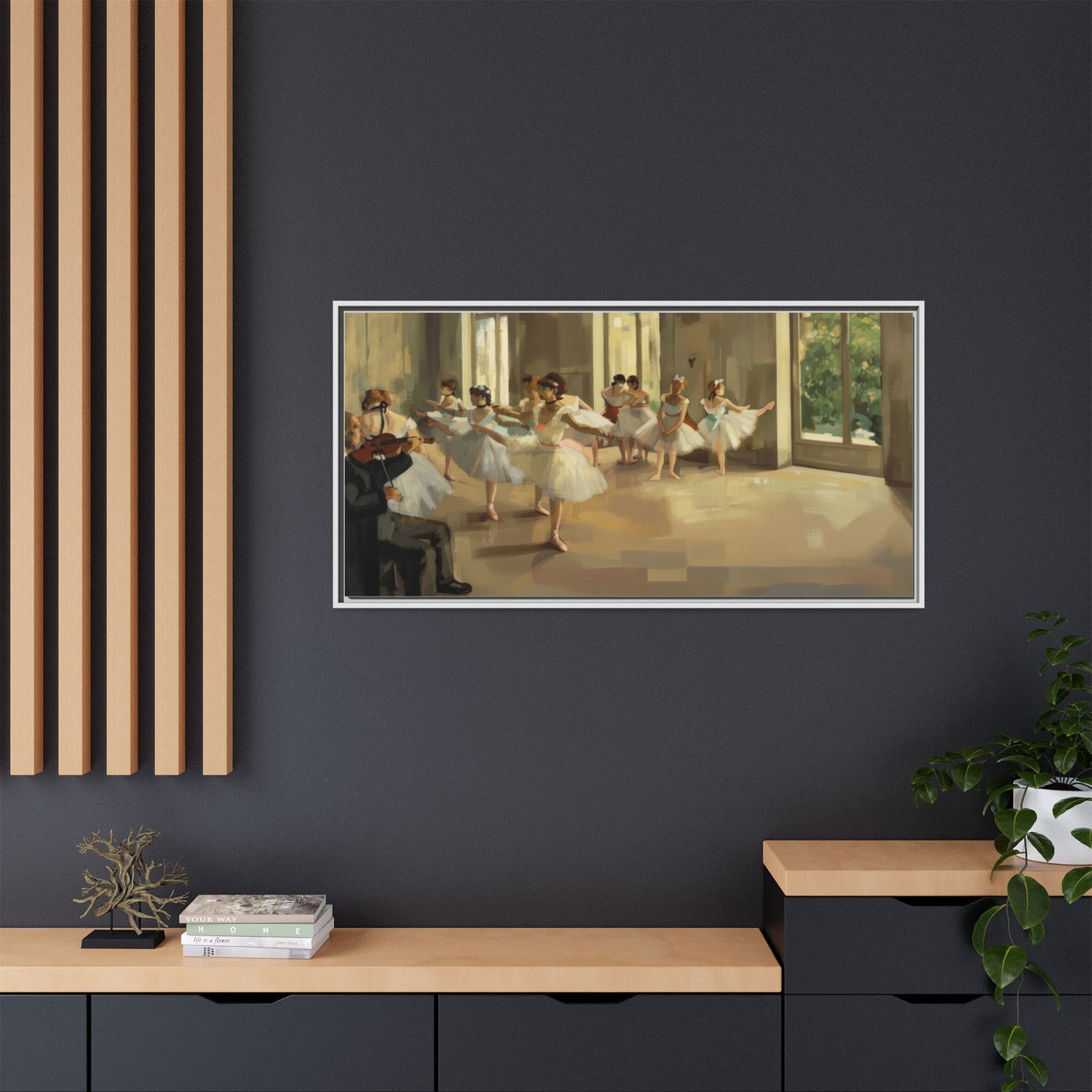 Framed Matte Canvas Print — Ballet Class Scene (Impressionist Dancers)