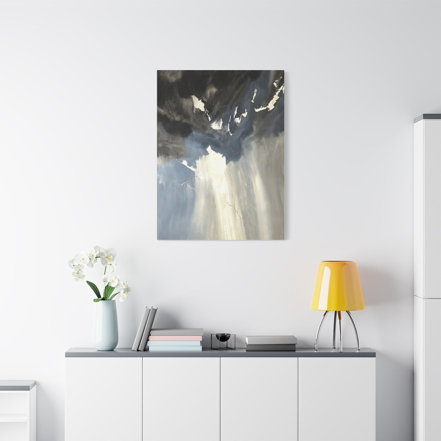 Abstract Storm Canvas Print — Dramatic Blue & Gray Matte Wall Art