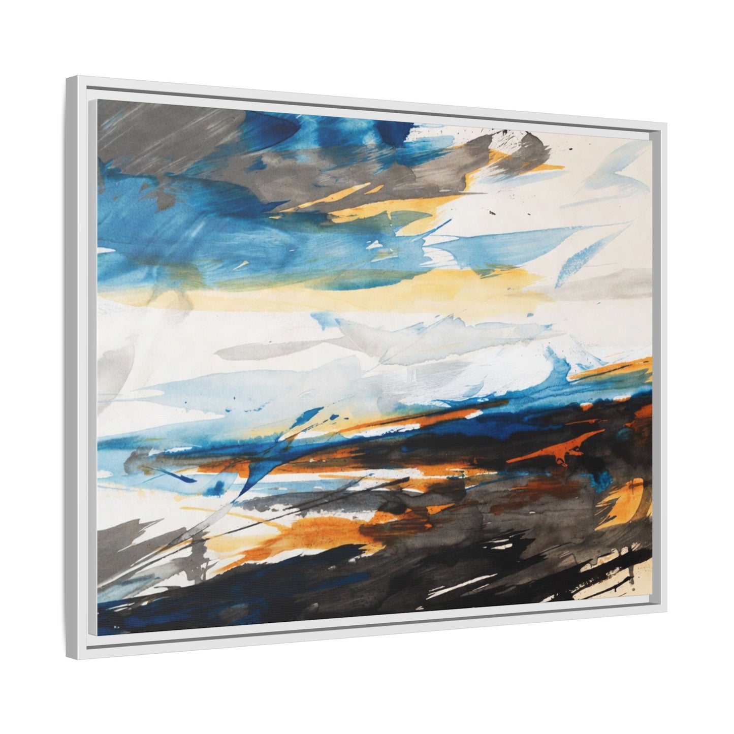 Abstract Coastal Waves Matte Canvas Framed Wall Art