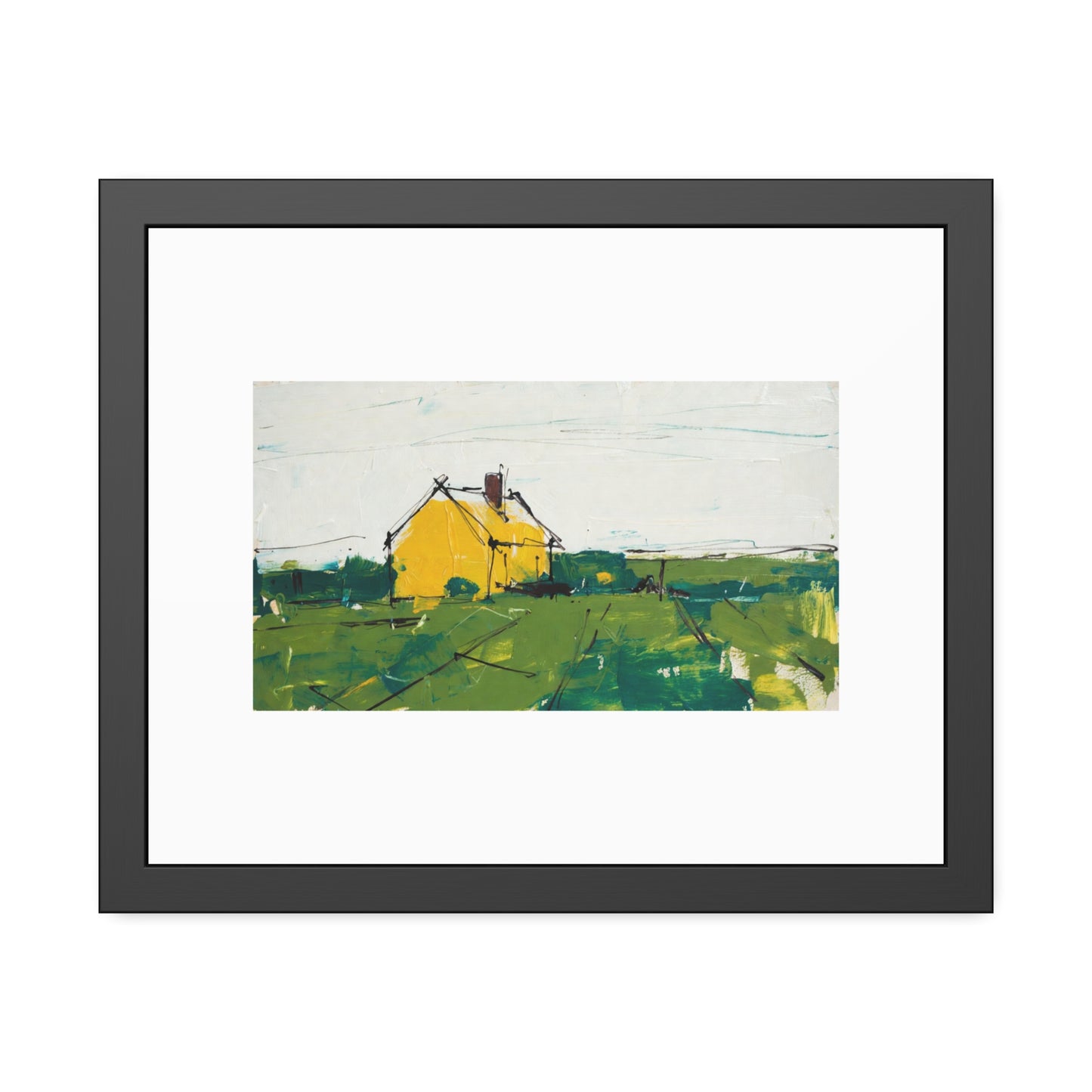 Framed Poster — Yellow Country House Landscape Art Print