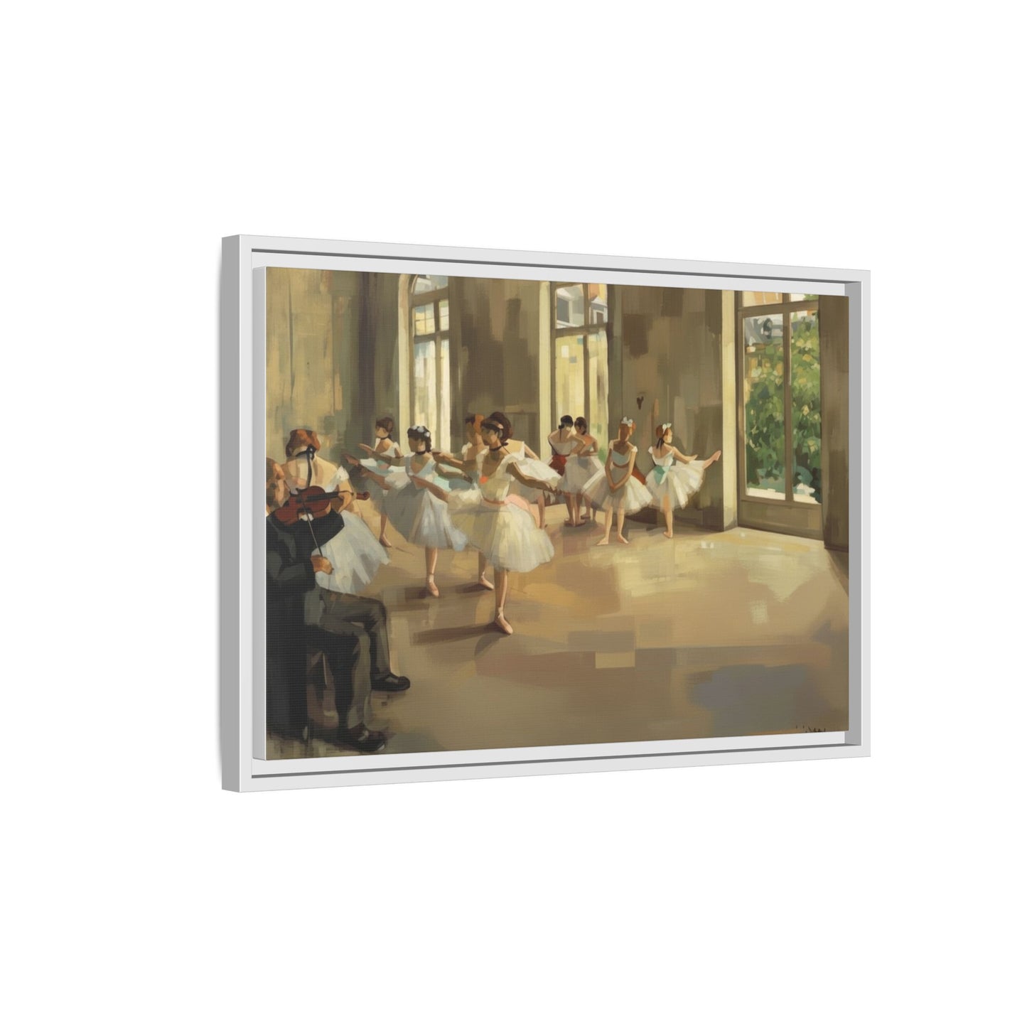 Framed Matte Canvas Print — Ballet Class Scene (Impressionist Dancers)